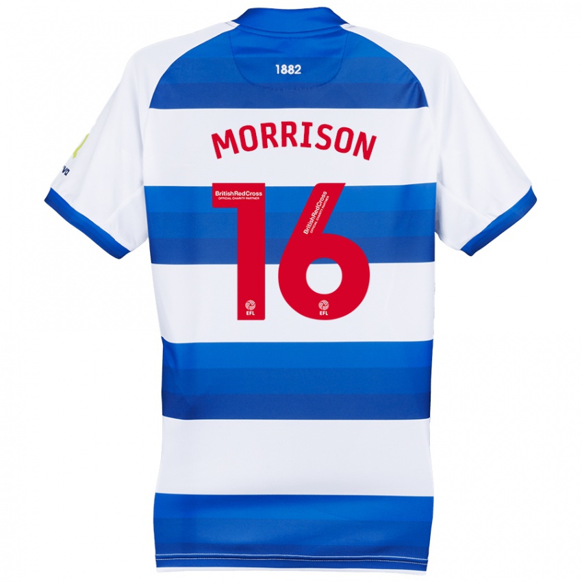 Niño Camiseta Liam Morrison #16 Blanco Azul 1ª Equipación 2024/25 La Camisa Chile