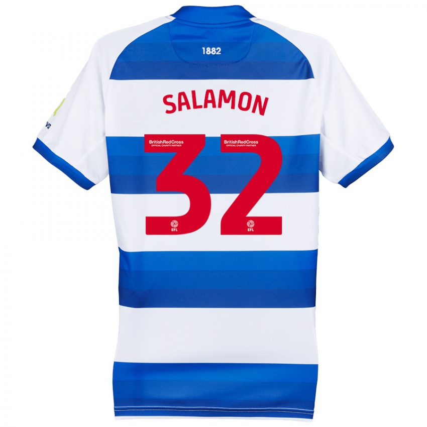 Niño Camiseta Matteo Salamon #32 Blanco Azul 1ª Equipación 2024/25 La Camisa Chile