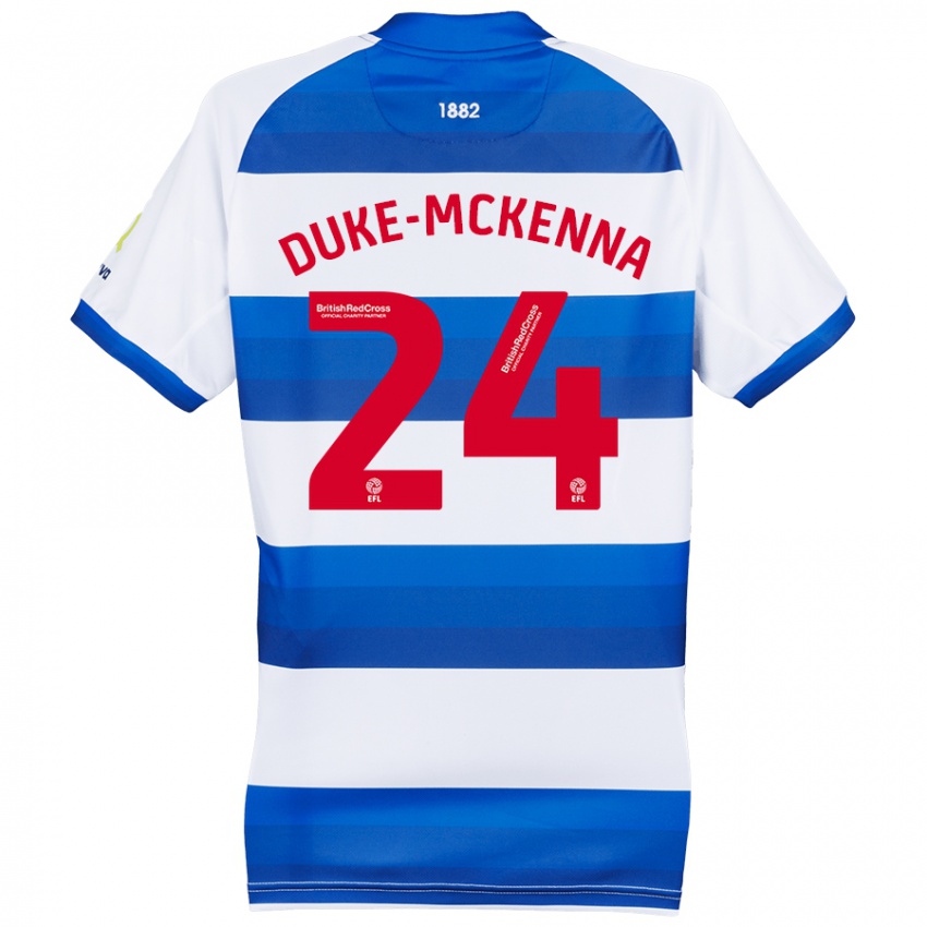 Niño Camiseta Stephen Duke-Mckenna #24 Blanco Azul 1ª Equipación 2024/25 La Camisa Chile