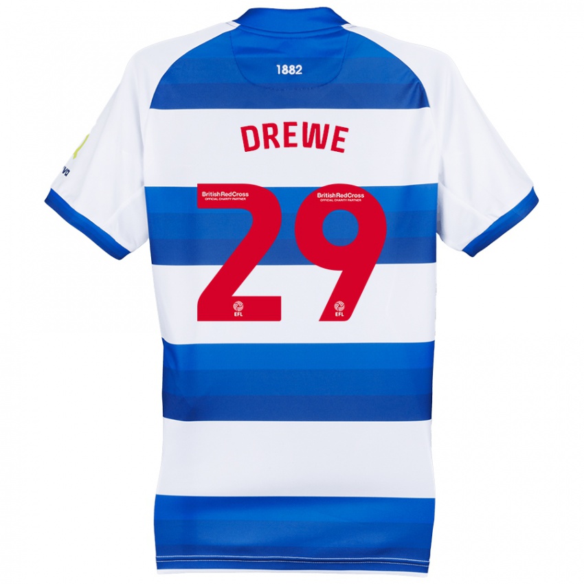 Niño Camiseta Aaron Drewe #29 Blanco Azul 1ª Equipación 2024/25 La Camisa Chile