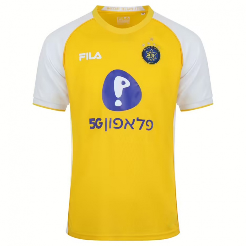 Niño Camiseta Raz Shlomo #13 Amarillo Blanco 1ª Equipación 2024/25 La Camisa Chile