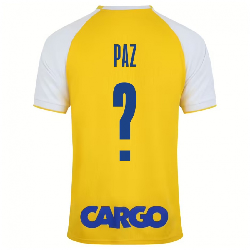 Niño Camiseta Jonathan Paz #0 Amarillo Blanco 1ª Equipación 2024/25 La Camisa Chile