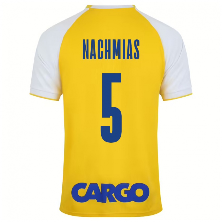 Niño Camiseta Idan Nachmias #5 Amarillo Blanco 1ª Equipación 2024/25 La Camisa Chile