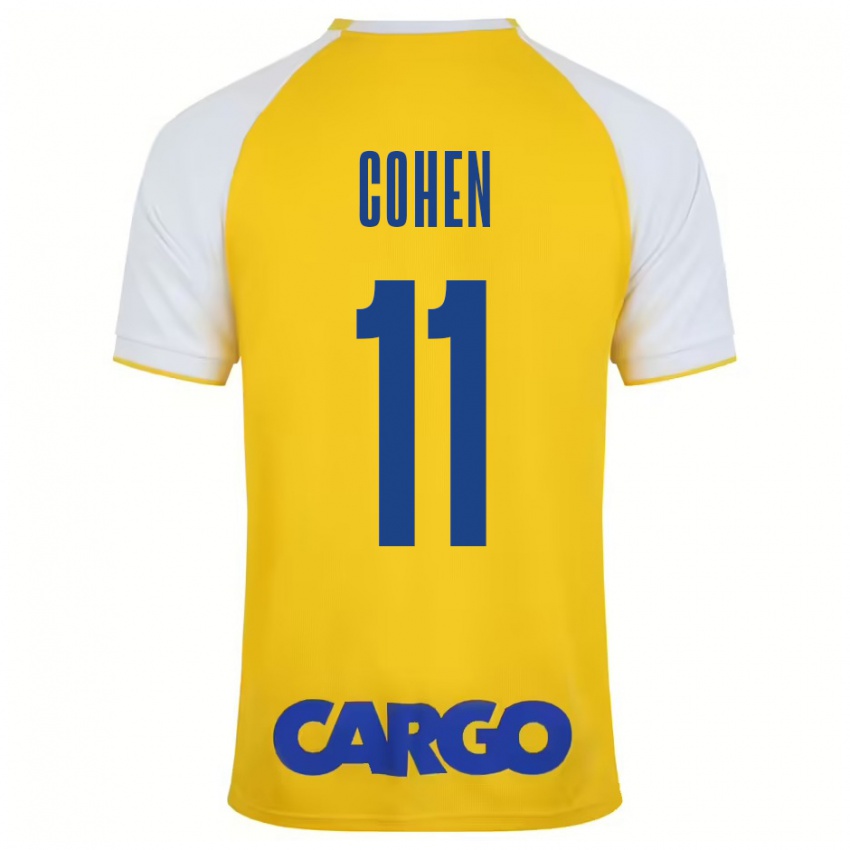 Niño Camiseta Yonatan Cohen #11 Amarillo Blanco 1ª Equipación 2024/25 La Camisa Chile