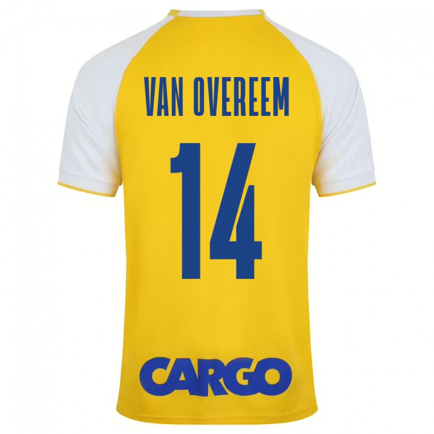 Niño Camiseta Joris Van Overeem #14 Amarillo Blanco 1ª Equipación 2024/25 La Camisa Chile