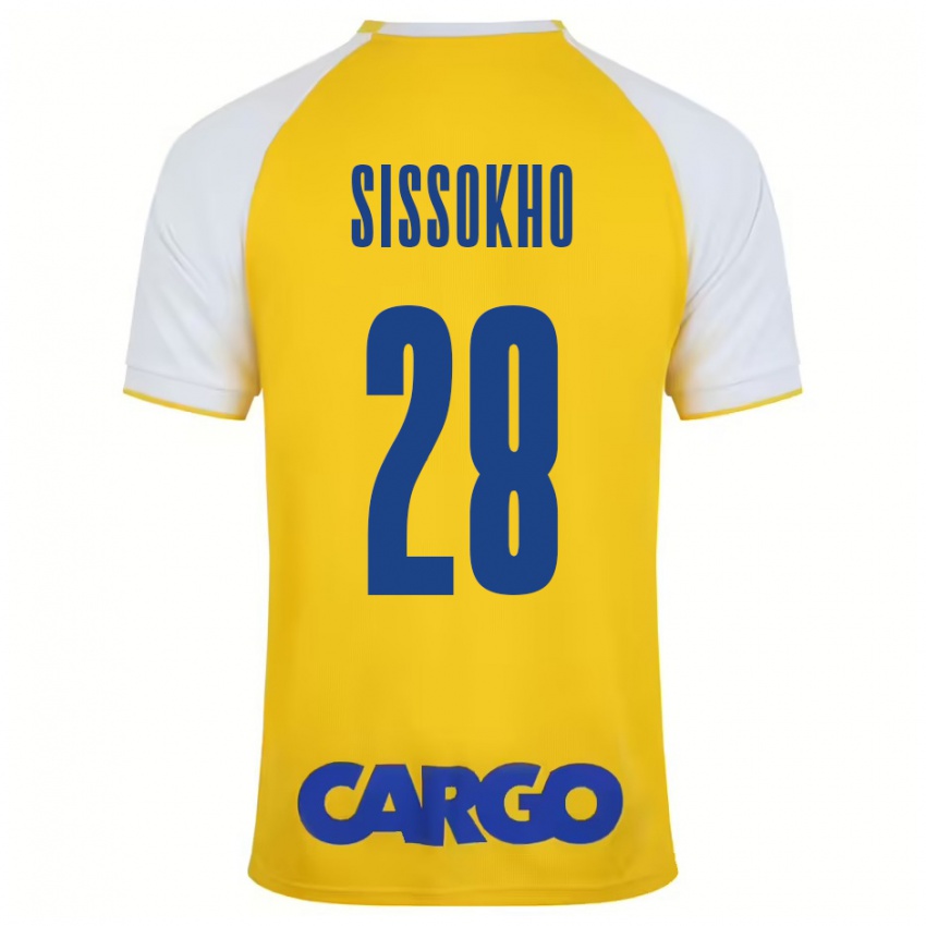 Niño Camiseta Issouf Sissokho #28 Amarillo Blanco 1ª Equipación 2024/25 La Camisa Chile