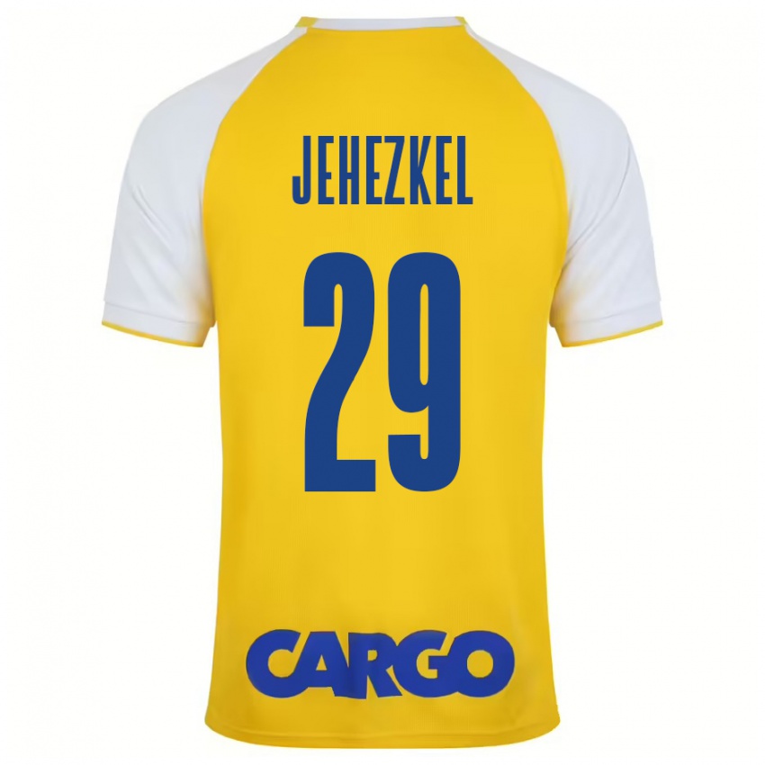 Niño Camiseta Sagiv Jehezkel #29 Amarillo Blanco 1ª Equipación 2024/25 La Camisa Chile