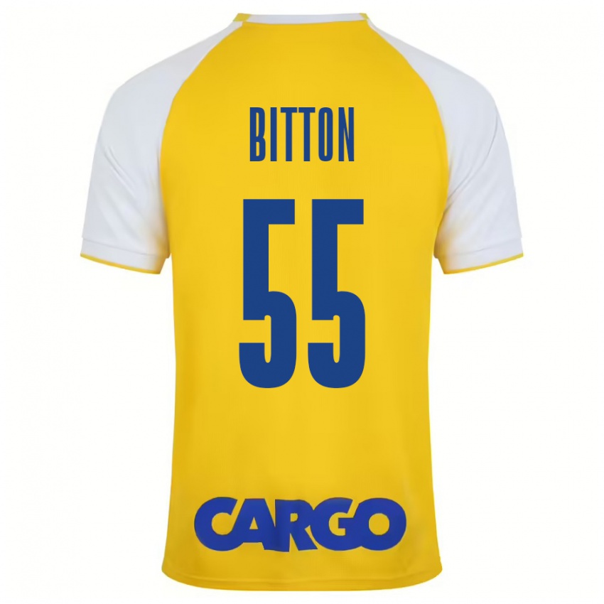 Niño Camiseta Nir Bitton #55 Amarillo Blanco 1ª Equipación 2024/25 La Camisa Chile