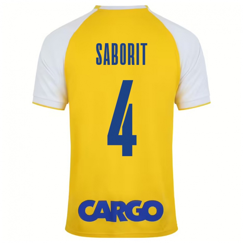 Niño Camiseta Enric Saborit #4 Amarillo Blanco 1ª Equipación 2024/25 La Camisa Chile