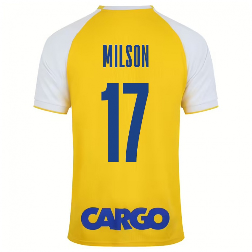 Niño Camiseta Milson #17 Amarillo Blanco 1ª Equipación 2024/25 La Camisa Chile