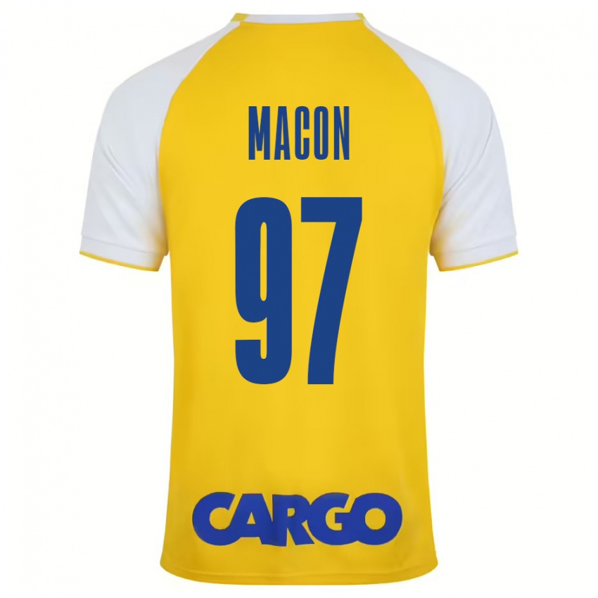 Niño Camiseta Yvann Maçon #97 Amarillo Blanco 1ª Equipación 2024/25 La Camisa Chile