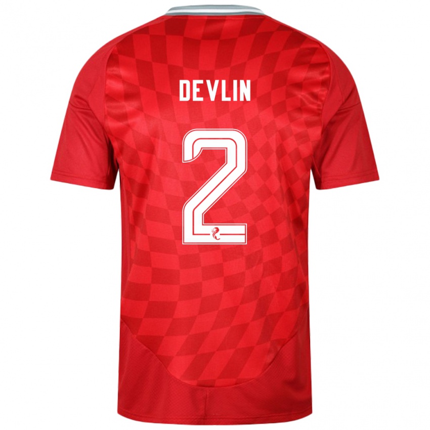 Niño Camiseta Nicky Devlin #2 Rojo 1ª Equipación 2024/25 La Camisa Chile