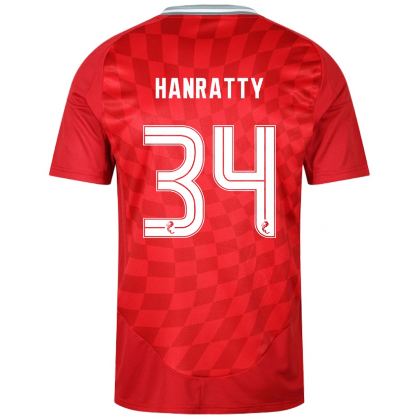 Niño Camiseta Kevin Hanratty #34 Rojo 1ª Equipación 2024/25 La Camisa Chile