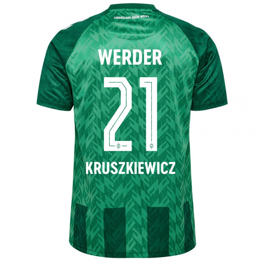 Niño Camiseta Jakub Kruszkiewicz #21 Verde 1ª Equipación 2024/25 La Camisa Chile