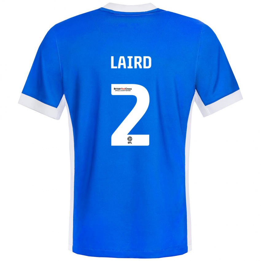 Niño Camiseta Ethan Laird #2 Azul Blanco 1ª Equipación 2024/25 La Camisa Chile