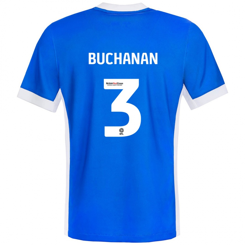 Niño Camiseta Lee Buchanan #3 Azul Blanco 1ª Equipación 2024/25 La Camisa Chile