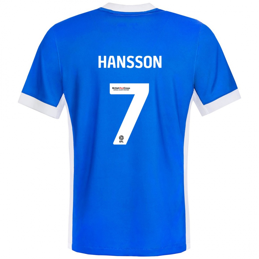 Niño Camiseta Emil Hansson #7 Azul Blanco 1ª Equipación 2024/25 La Camisa Chile