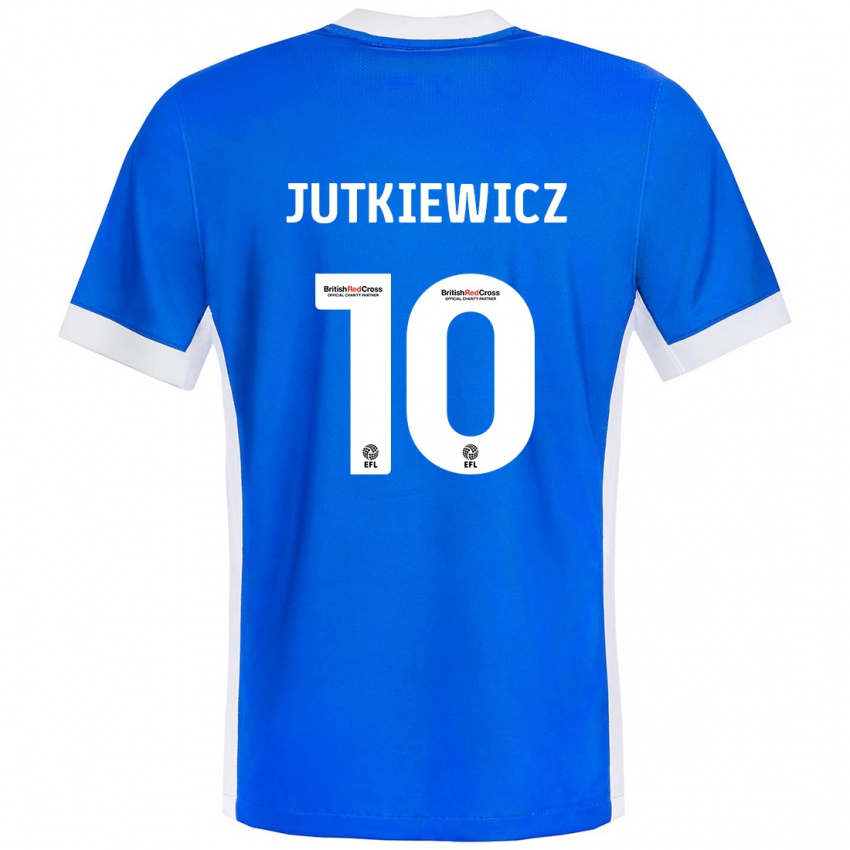 Niño Camiseta Lukas Jutkiewicz #10 Azul Blanco 1ª Equipación 2024/25 La Camisa Chile