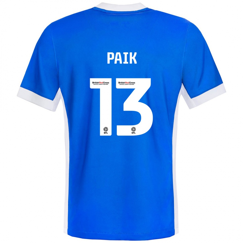 Niño Camiseta Seung-Ho Paik #13 Azul Blanco 1ª Equipación 2024/25 La Camisa Chile