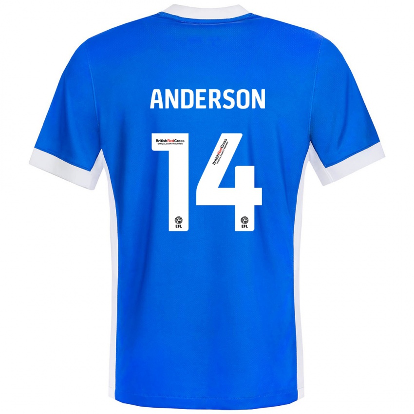 Niño Camiseta Keshi Anderson #14 Azul Blanco 1ª Equipación 2024/25 La Camisa Chile