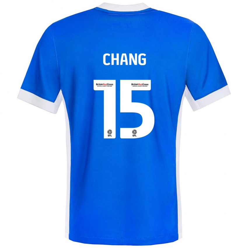 Niño Camiseta Alfie Chang #15 Azul Blanco 1ª Equipación 2024/25 La Camisa Chile