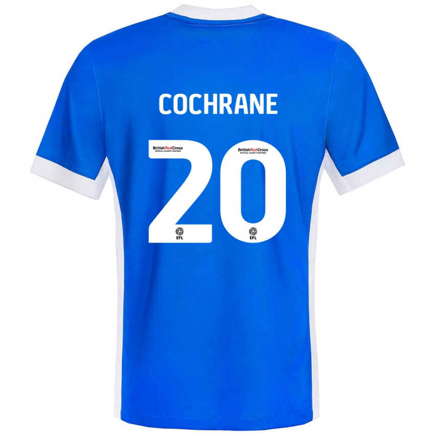 Niño Camiseta Alex Cochrane #20 Azul Blanco 1ª Equipación 2024/25 La Camisa Chile