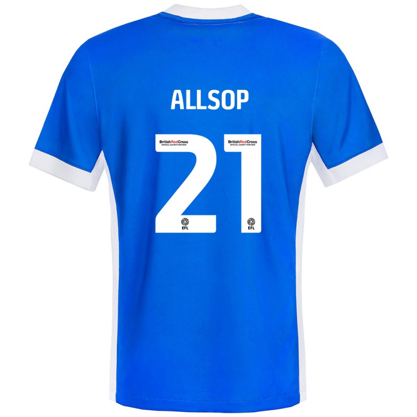 Niño Camiseta Ryan Allsop #21 Azul Blanco 1ª Equipación 2024/25 La Camisa Chile