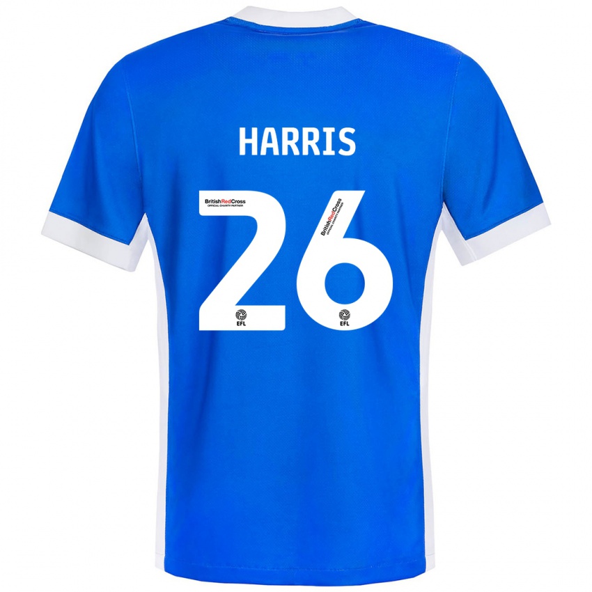 Niño Camiseta Luke Harris #26 Azul Blanco 1ª Equipación 2024/25 La Camisa Chile