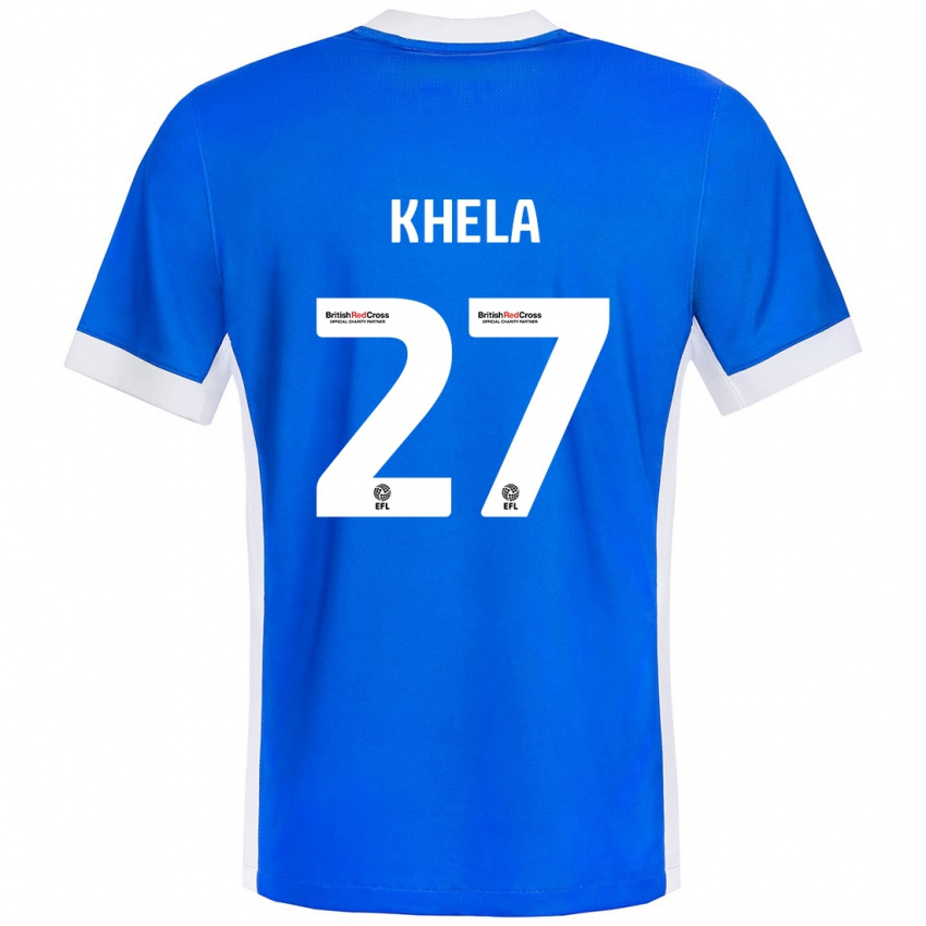 Niño Camiseta Brandon Khela #27 Azul Blanco 1ª Equipación 2024/25 La Camisa Chile