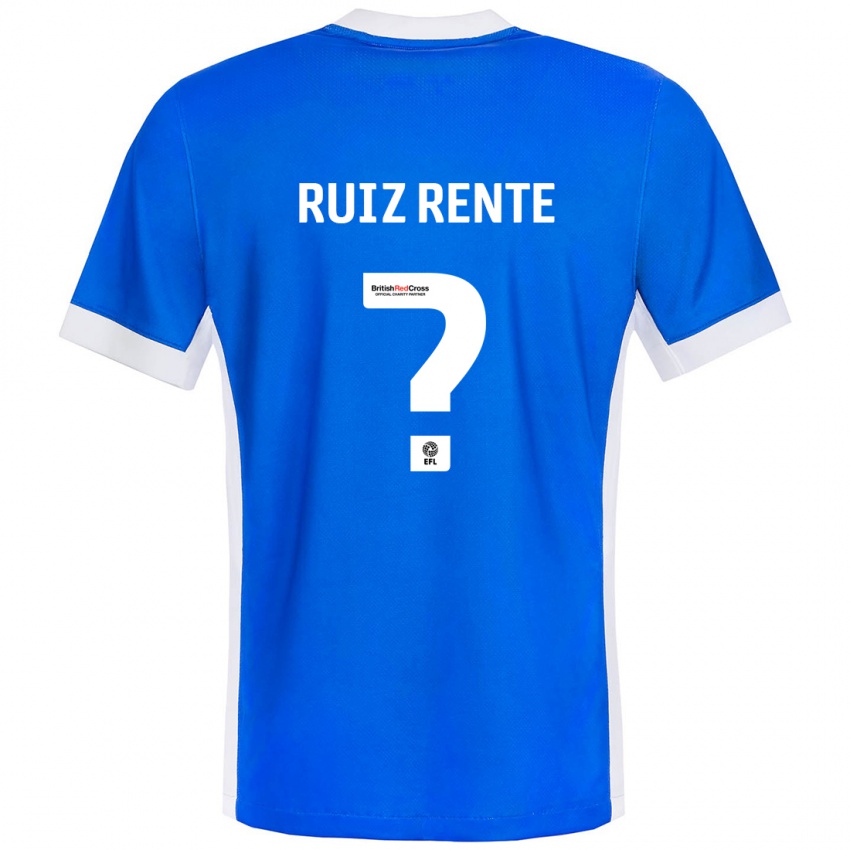 Niño Camiseta Álvaro Ruiz Rente #0 Azul Blanco 1ª Equipación 2024/25 La Camisa Chile