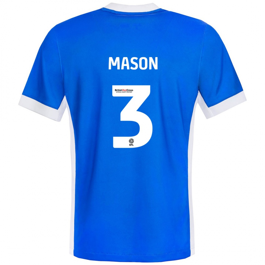 Niño Camiseta Ellie Mason #3 Azul Blanco 1ª Equipación 2024/25 La Camisa Chile