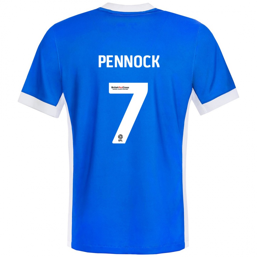 Niño Camiseta Jade Pennock #7 Azul Blanco 1ª Equipación 2024/25 La Camisa Chile