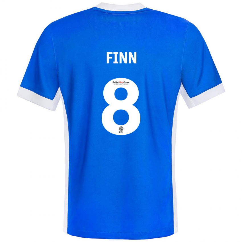 Niño Camiseta Jamie Finn #8 Azul Blanco 1ª Equipación 2024/25 La Camisa Chile