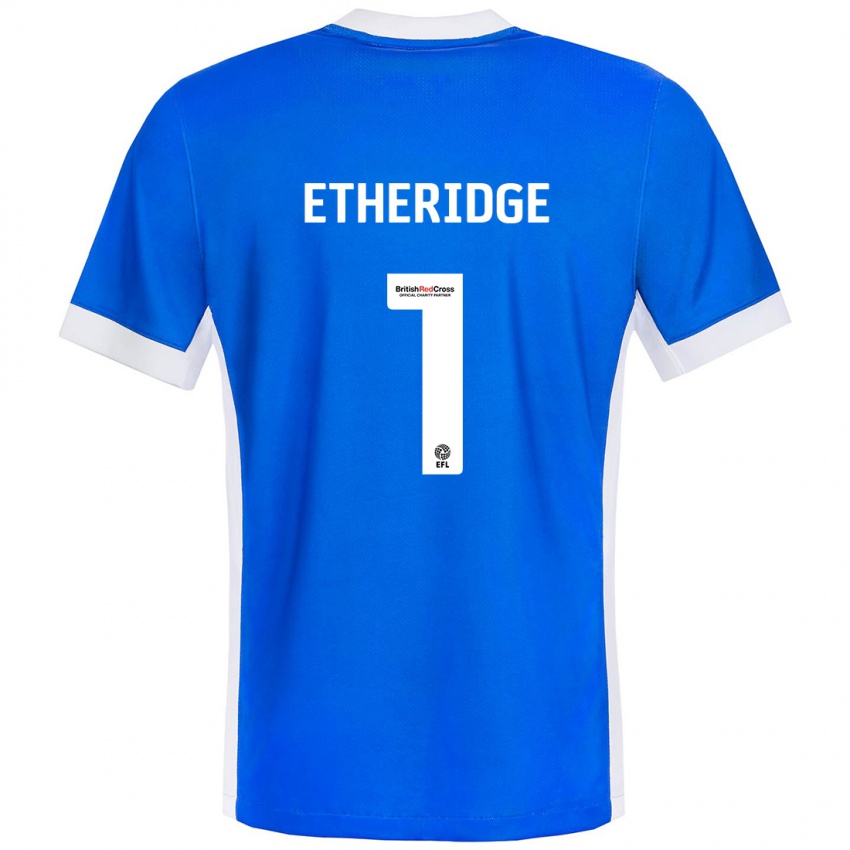 Niño Camiseta Neil Etheridge #1 Azul Blanco 1ª Equipación 2024/25 La Camisa Chile