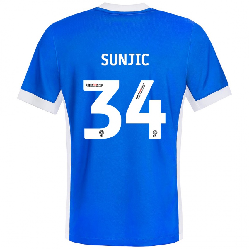 Niño Camiseta Ivan Sunjic #34 Azul Blanco 1ª Equipación 2024/25 La Camisa Chile