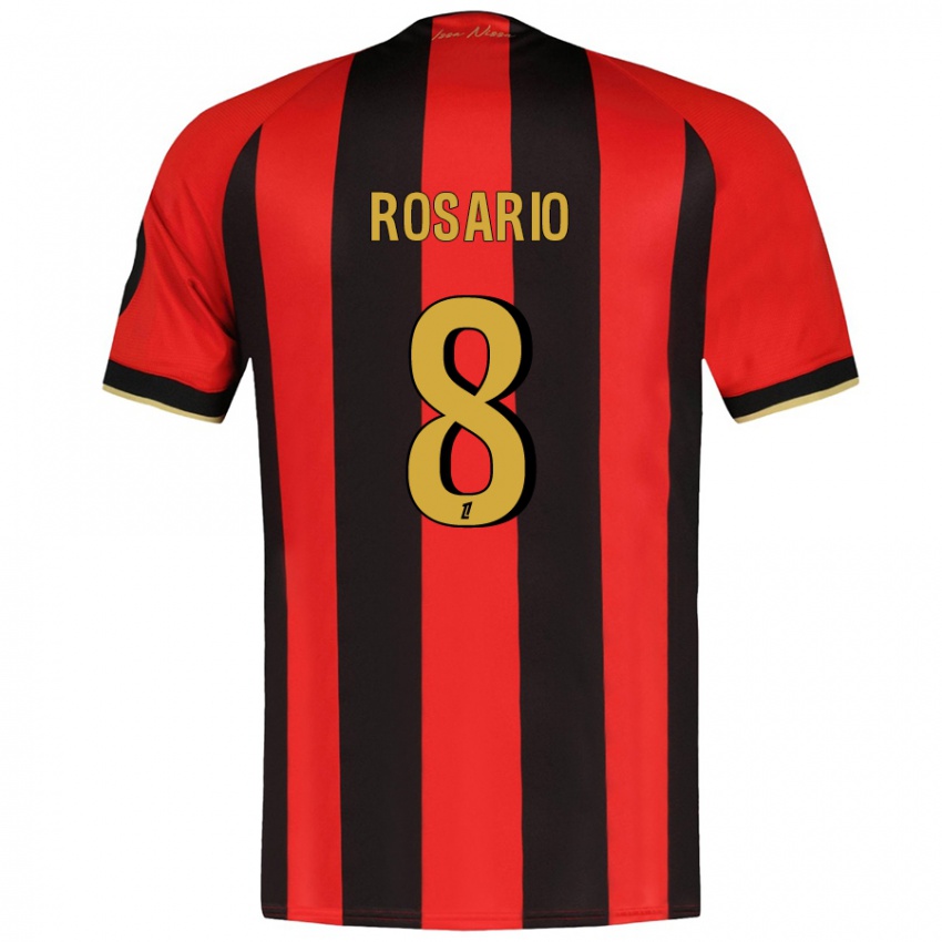 Niño Camiseta Pablo Rosario #8 Rojo Negro 1ª Equipación 2024/25 La Camisa Chile