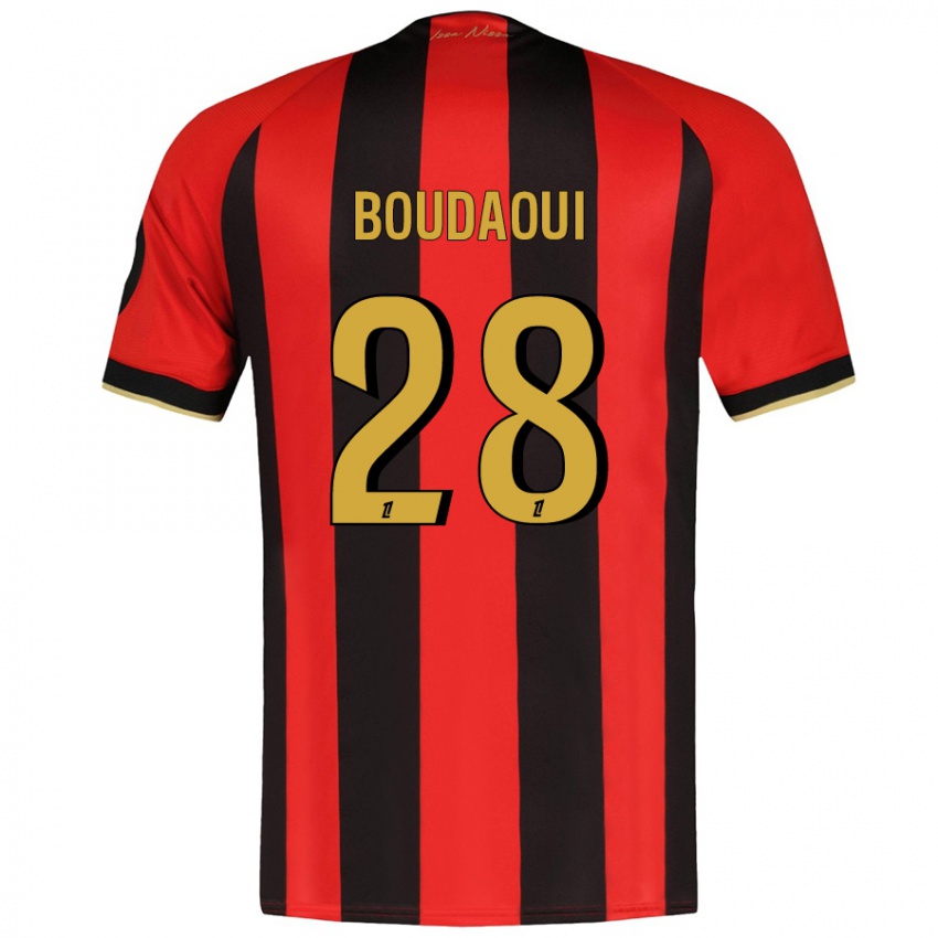 Niño Camiseta Hicham Boudaoui #28 Rojo Negro 1ª Equipación 2024/25 La Camisa Chile