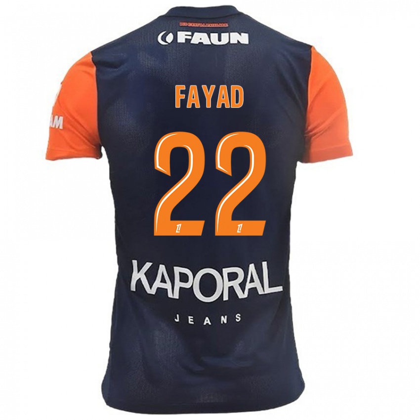 Niño Camiseta Khalil Fayad #22 Azul Marino Naranja 1ª Equipación 2024/25 La Camisa Chile