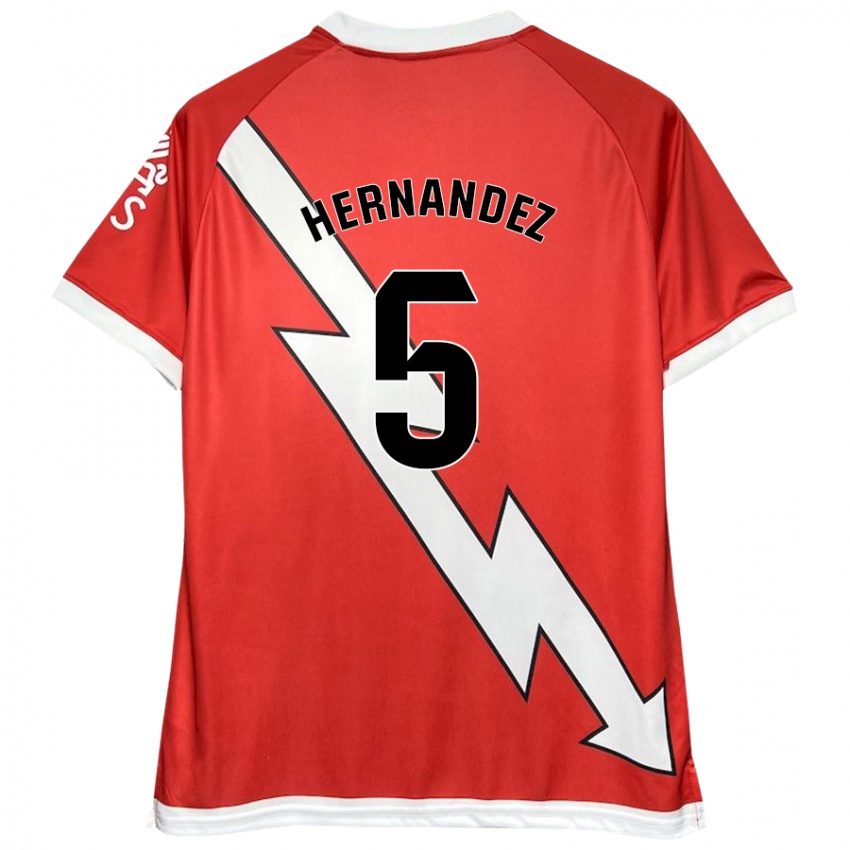 Niño Camiseta Aridane Hernández #5 Blanco Rojo 1ª Equipación 2024/25 La Camisa Chile