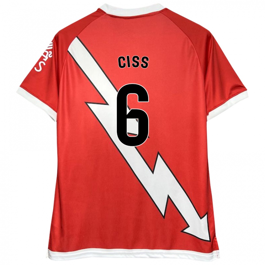 Niño Camiseta Pathé Ciss #6 Blanco Rojo 1ª Equipación 2024/25 La Camisa Chile