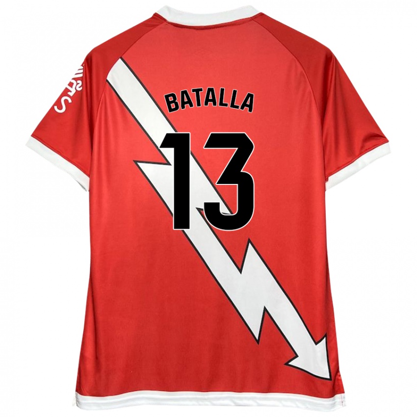 Niño Camiseta Augusto Batalla #13 Blanco Rojo 1ª Equipación 2024/25 La Camisa Chile