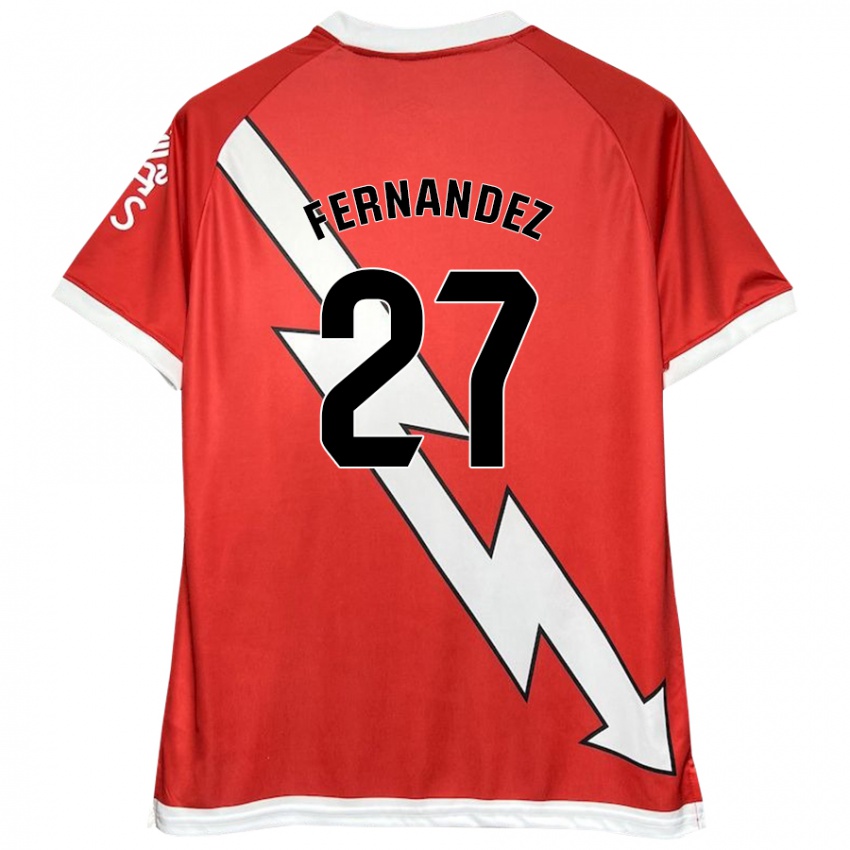 Niño Camiseta Pelayo Fernandez #27 Blanco Rojo 1ª Equipación 2024/25 La Camisa Chile