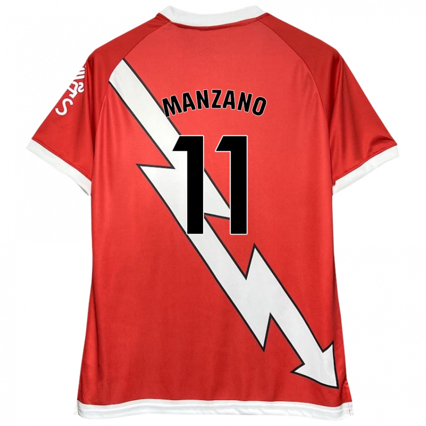 Niño Camiseta Sergio Manzano #11 Blanco Rojo 1ª Equipación 2024/25 La Camisa Chile