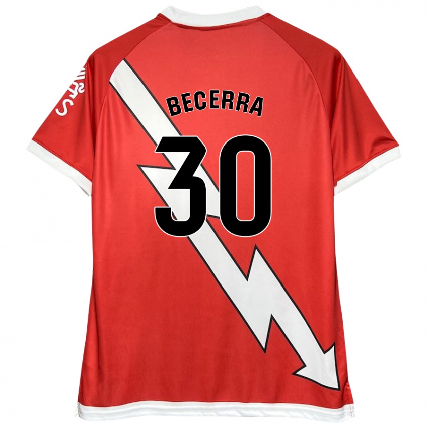 Niño Camiseta Samuel Becerra #30 Blanco Rojo 1ª Equipación 2024/25 La Camisa Chile