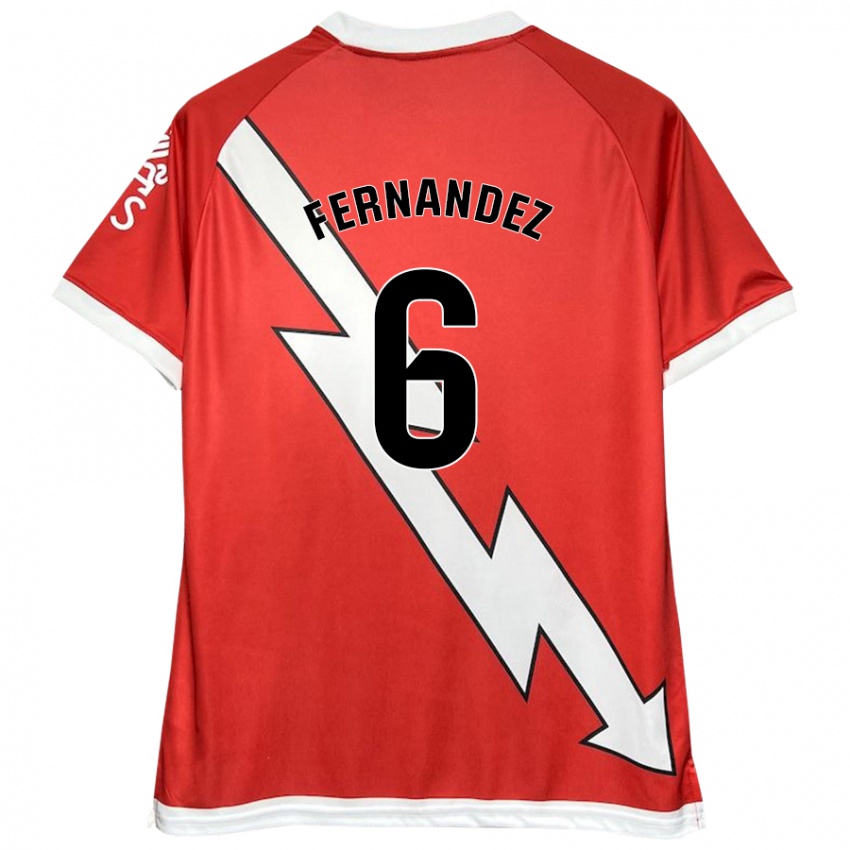 Niño Camiseta Paula Fernández #6 Blanco Rojo 1ª Equipación 2024/25 La Camisa Chile