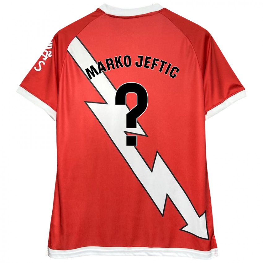 Niño Camiseta Marko Jeftic #0 Blanco Rojo 1ª Equipación 2024/25 La Camisa Chile