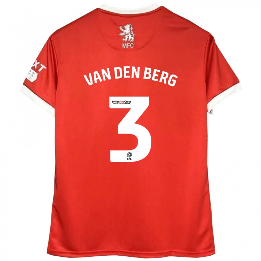 Niño Camiseta Rav Van Den Berg #3 Rojo Blanco 1ª Equipación 2024/25 La Camisa Chile