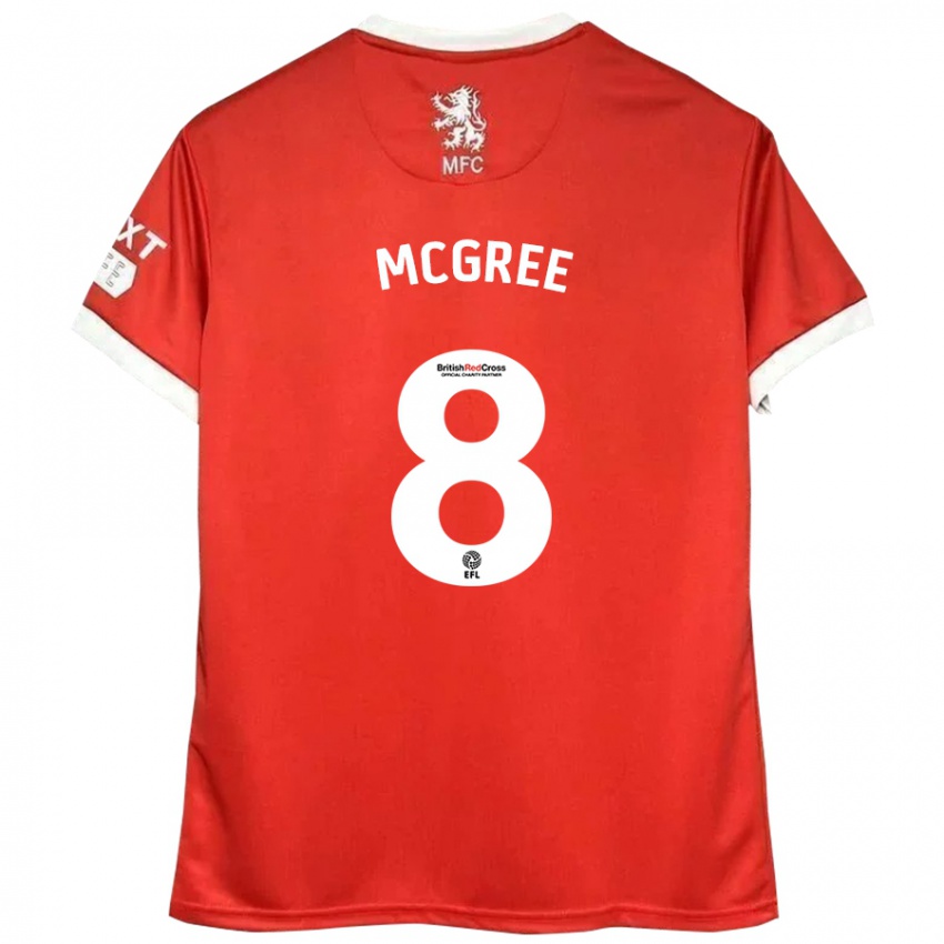 Niño Camiseta Riley Mcgree #8 Rojo Blanco 1ª Equipación 2024/25 La Camisa Chile