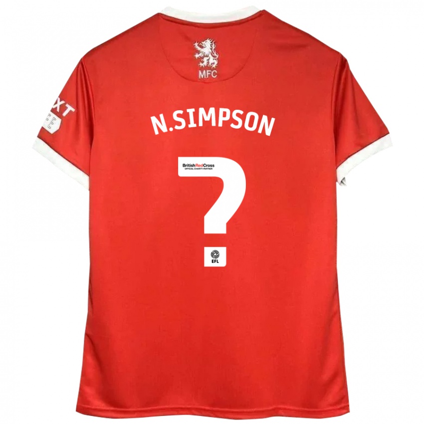 Niño Camiseta Nathan Simpson #0 Rojo Blanco 1ª Equipación 2024/25 La Camisa Chile