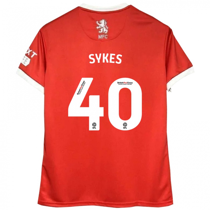 Niño Camiseta Cain Sykes #40 Rojo Blanco 1ª Equipación 2024/25 La Camisa Chile